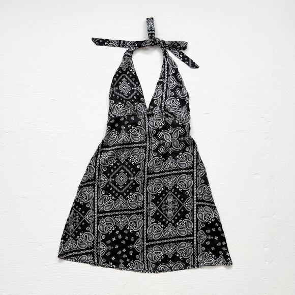 Just Polly Bandana Print Halter Mini Dress, Size Jr Large (Fits Small) - Picture 1 of 8